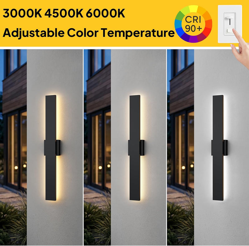Modern LED Outdoor Wall Light 3000K 4500K (2 Pack)