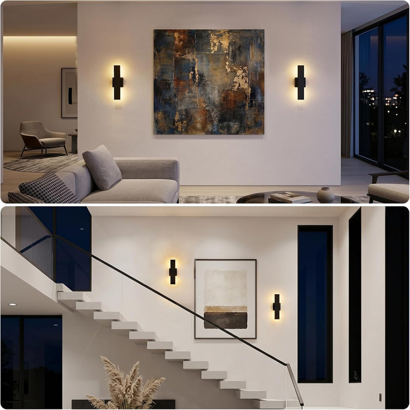 Modern LED Outdoor Wall Light 3000K 4500K (2 Pack)