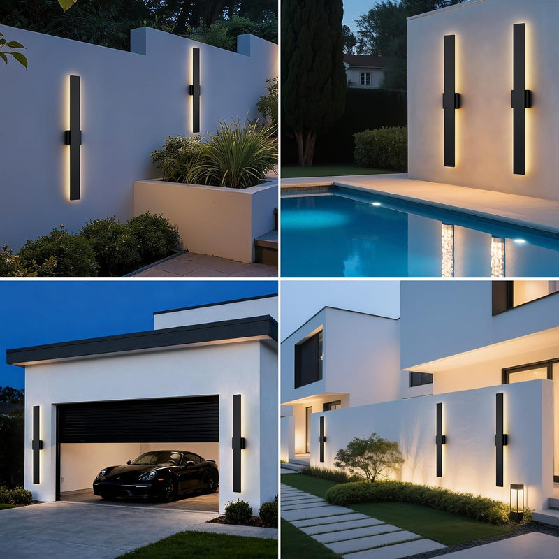 Modern LED Outdoor Wall Light 3000K 4500K (2 Pack)