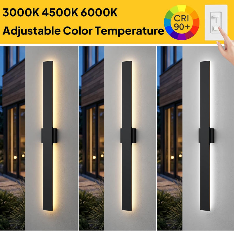 Modern LED Outdoor Wall Light 3000K 4500K (2 Pack)