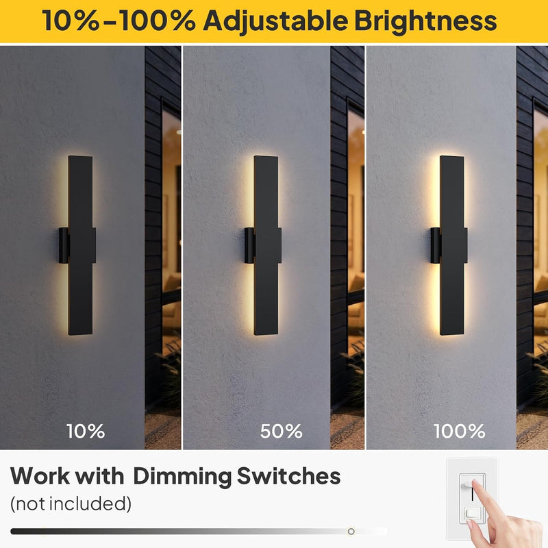 Modern LED Outdoor Wall Light 3000K 4500K (2 Pack)