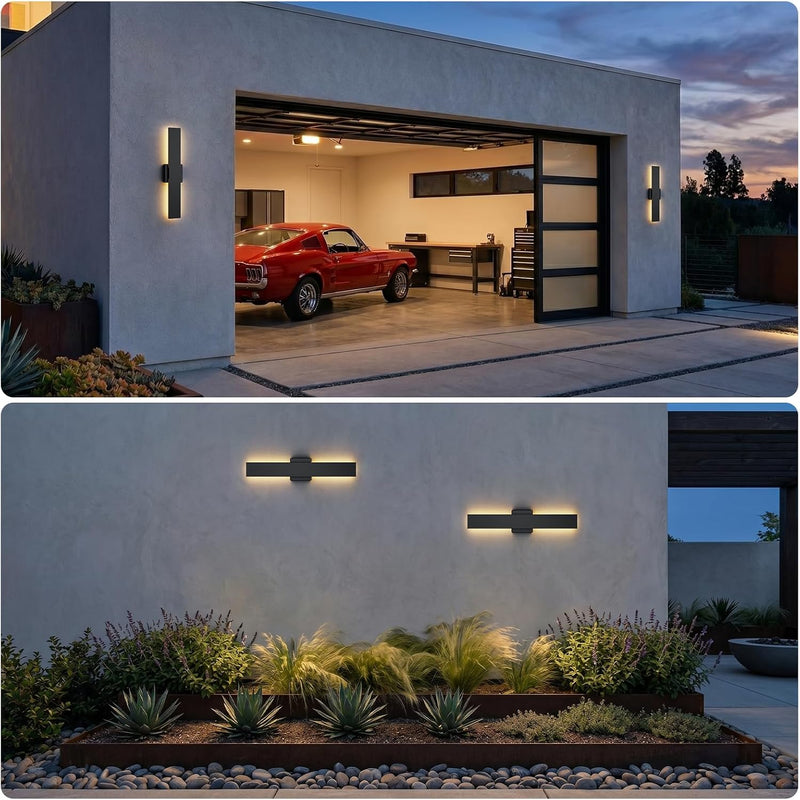 Modern LED Outdoor Wall Light 3000K 4500K (2 Pack)