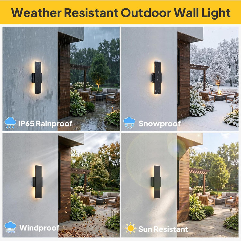 Modern LED Outdoor Wall Light 3000K 4500K (2 Pack)