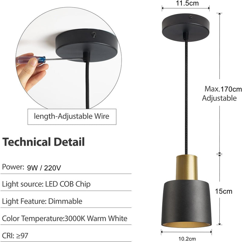 Modern LED Pendant Light 9W Cob Ceiling Lighting