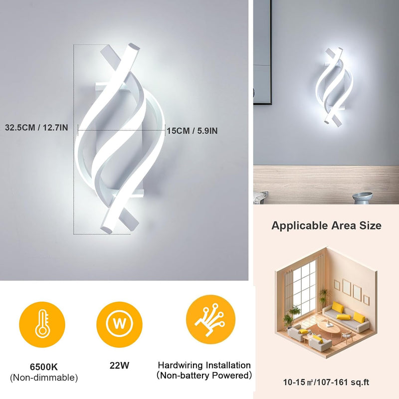 Modern LED Wall Light 22W 1320lm Spiral Aluminium (Set of 2)