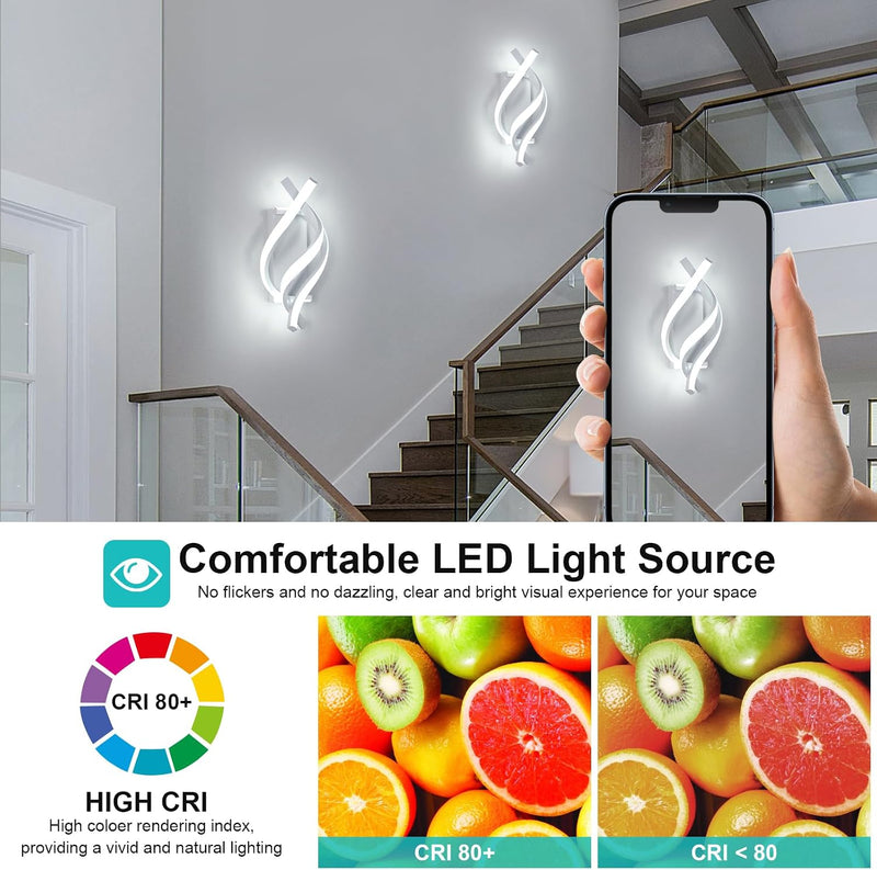 Modern LED Wall Light 22W 1320lm Spiral Aluminium (Set of 2)