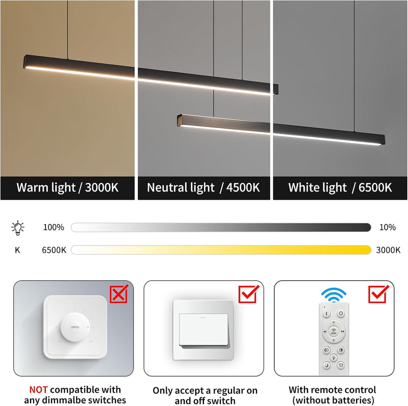 Modern Linear LED Pendant Light Kitchen Over