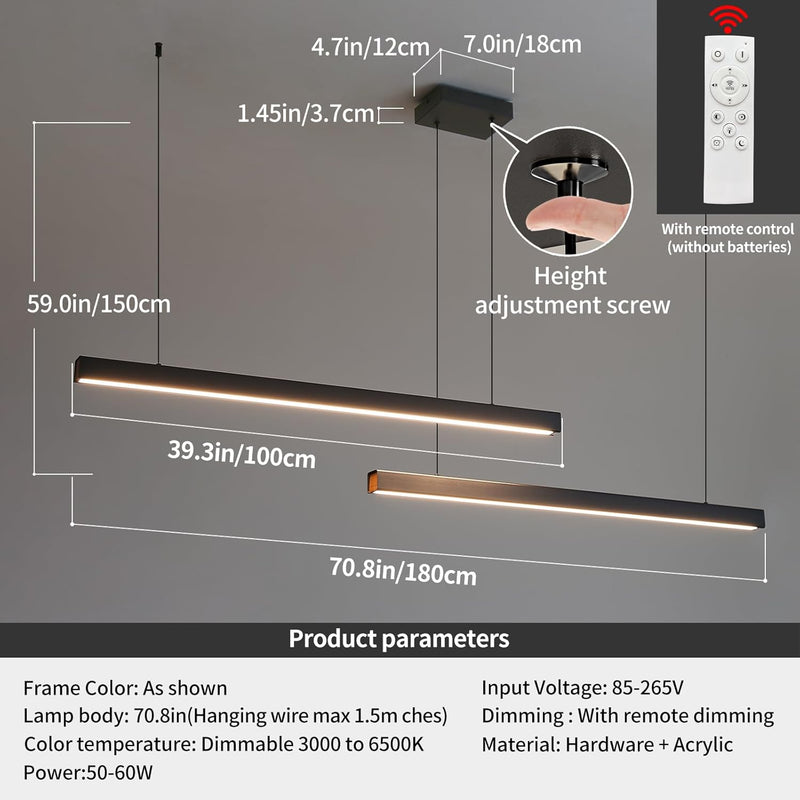 Modern Linear LED Pendant Light Kitchen Over