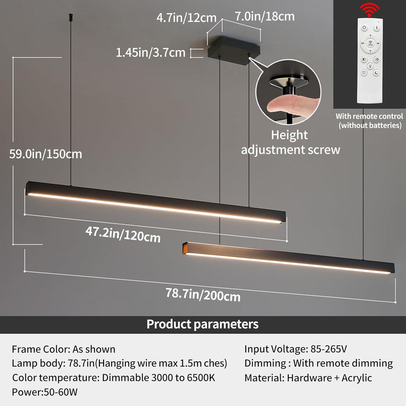 Modern Linear LED Pendant Light Kitchen Over