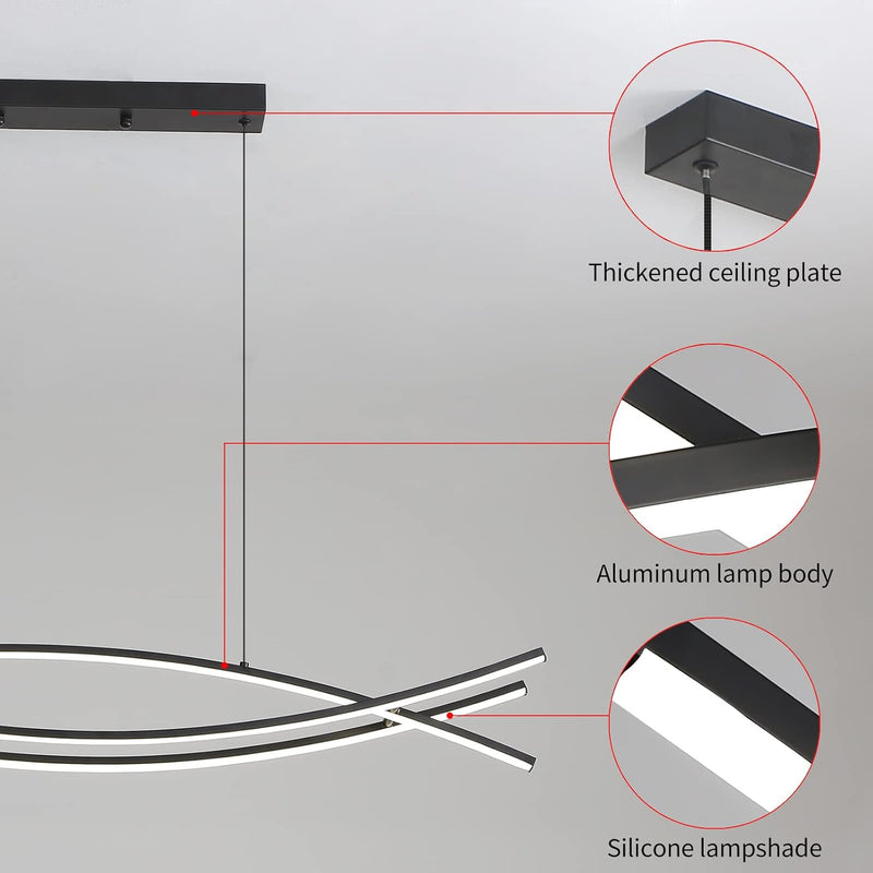 Modern Linear LED Pendant Light Kitchen Over