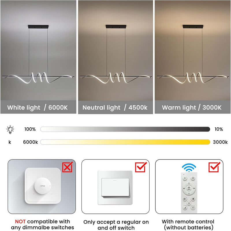 Modern Linear LED Pendant Light Kitchen Over