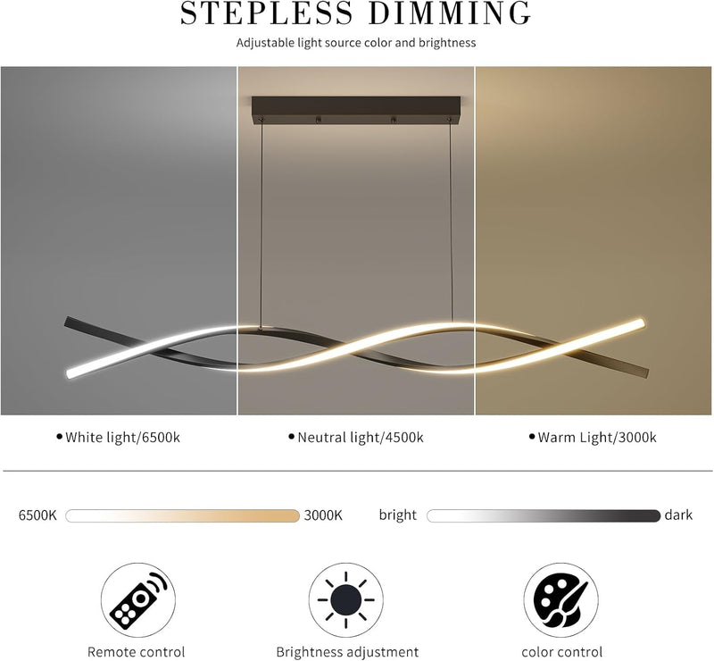 Modern Linear Pendant Light with Remote Control