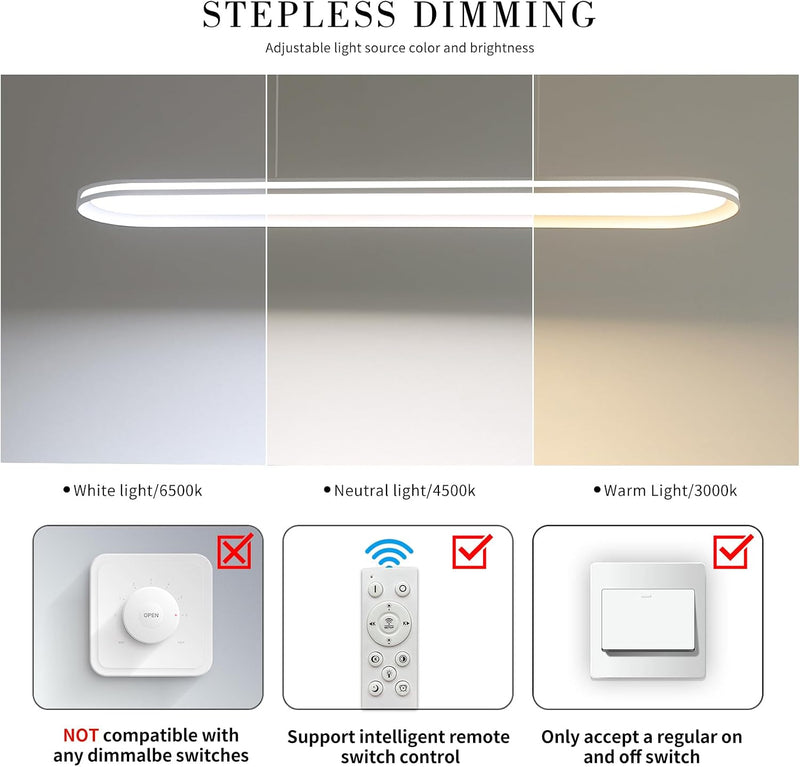 Modern Linear Pendant Light with Remote Control