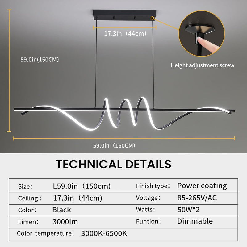 Modern Linear Pendant Light with Remote Control