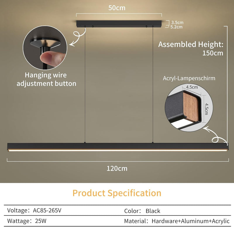 Modern Linear Pendant Light with Remote Control