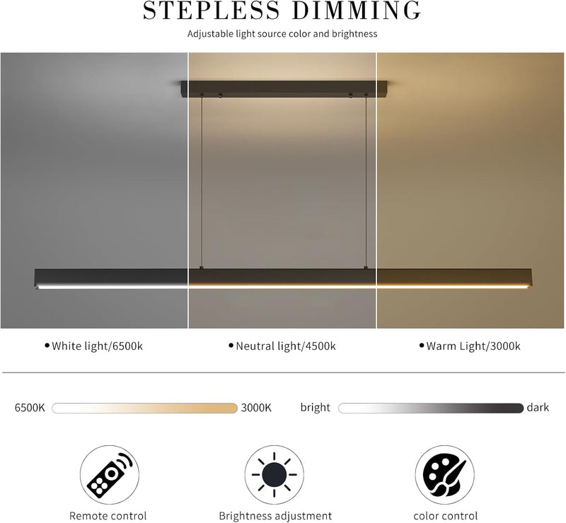 Modern Linear Pendant Light with Remote Control