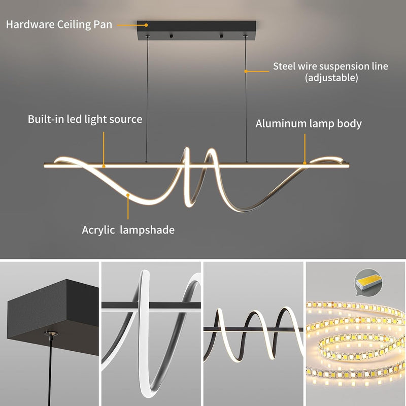 Modern Linear Pendant Light with Remote Control