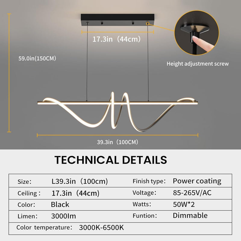 Modern Linear Pendant Light with Remote Control