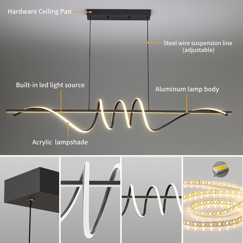 Modern Linear Pendant Light with Remote Control