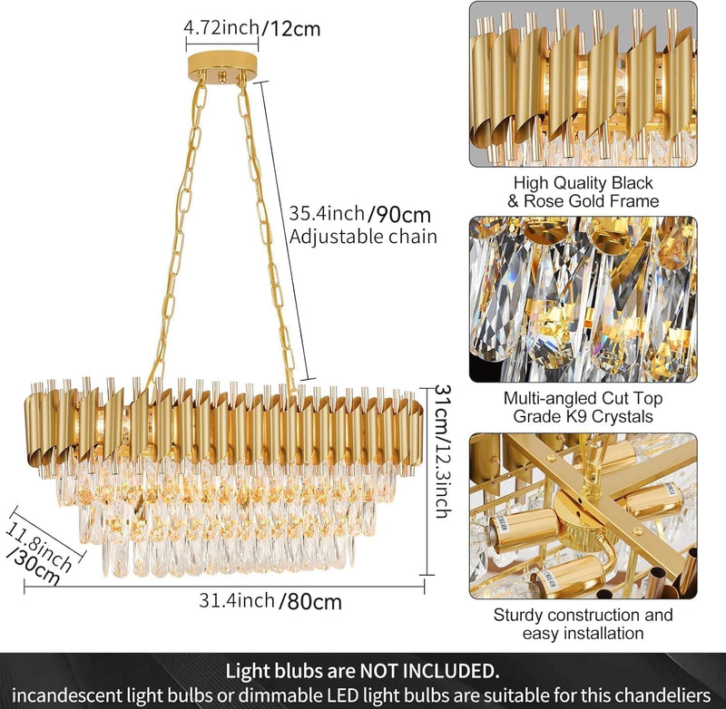 Modern and Crystal Flush Mount Chandelier 7-Light W50CM