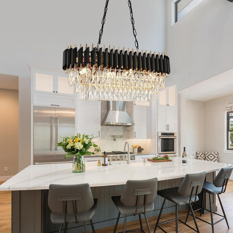 Modern and Crystal Flush Mount Chandelier 7-Light W50CM