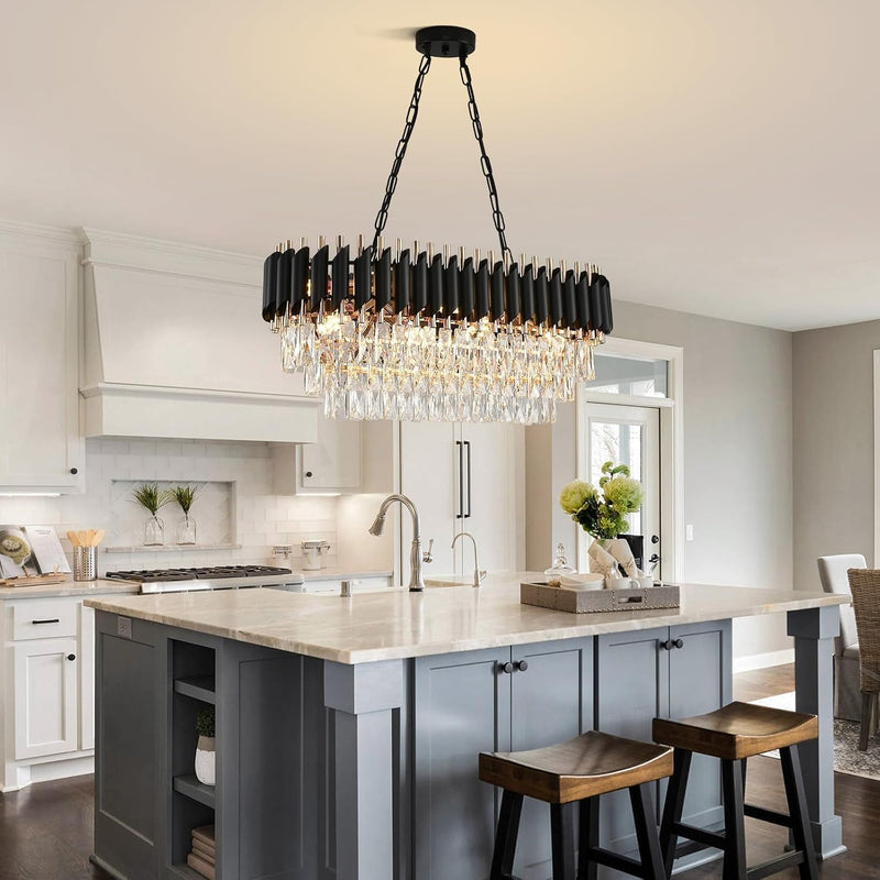 Modern and Crystal Flush Mount Chandelier 7-Light W50CM