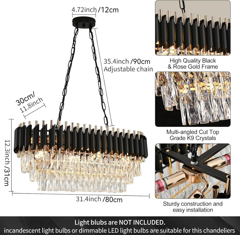 Modern and Crystal Flush Mount Chandelier 7-Light W50CM