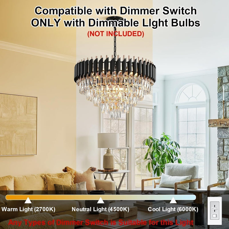 Modern and Crystal Flush Mount Chandelier 7-Light W50CM