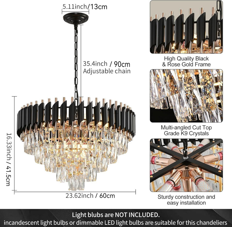 Modern and Crystal Flush Mount Chandelier 7-Light W50CM