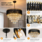 Modern and Crystal Flush Mount Chandelier 7-Light W50CM