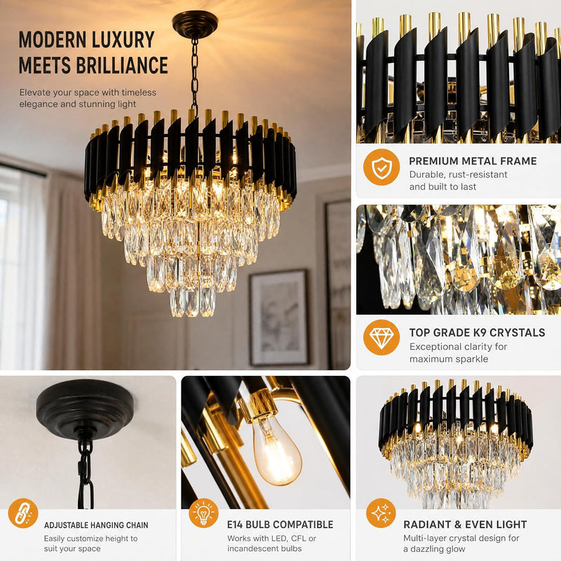 Modern and Crystal Flush Mount Chandelier 7-Light W50CM