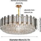 Modern Luxury Round Crystal Chandelier: 40CM 3-Tiers Ceiling