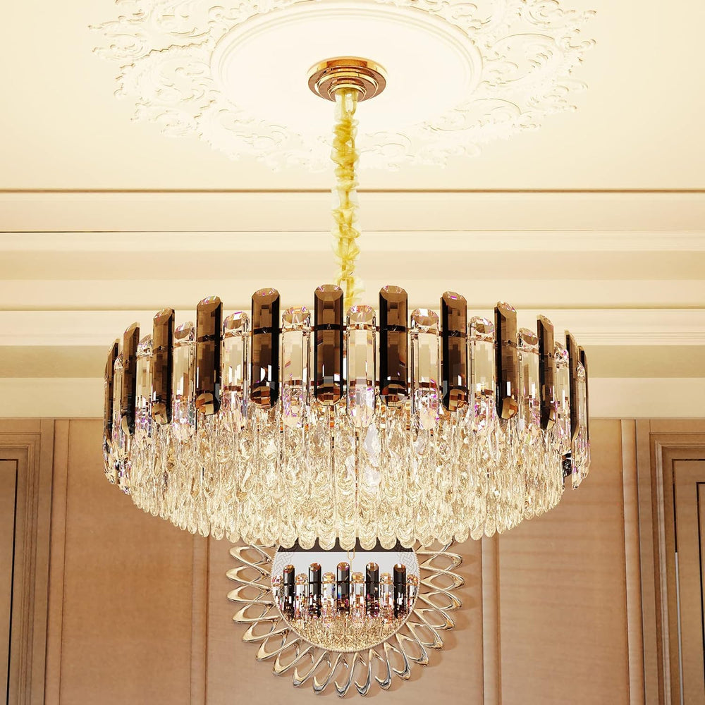 Modern Luxury Round Crystal Chandelier: 40CM 3-Tiers Ceiling
