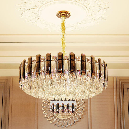 Modern Luxury Round Crystal Chandelier: 40CM 3-Tiers Ceiling