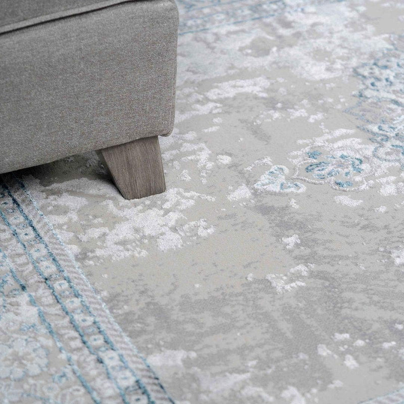 Modern Medallion Style Metallic Big Area Rug Plush