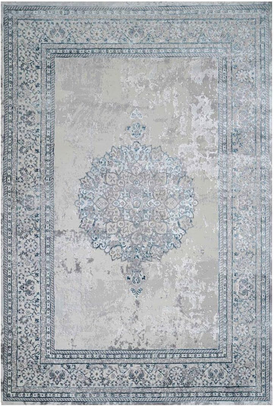 Modern Medallion Style Metallic Big Area Rug Plush