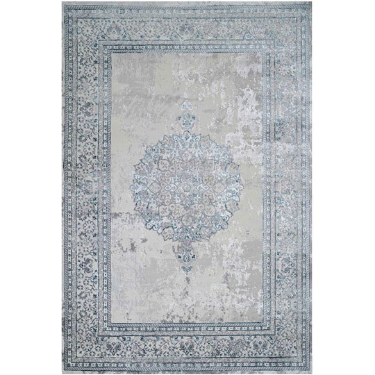 Modern Medallion Style Metallic Big Area Rug