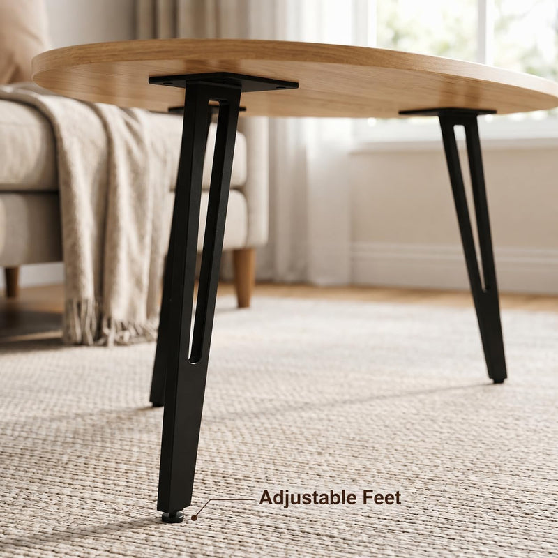 Oval Coffee Table Rustic Wooden Single Tier Centre