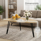 Modern Oval Coffee Table Oak Simple Centre Scandinavian