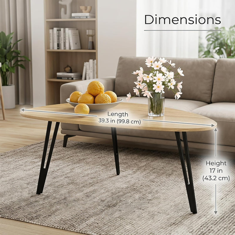 Oval Coffee Table Rustic Wooden Single Tier Centre