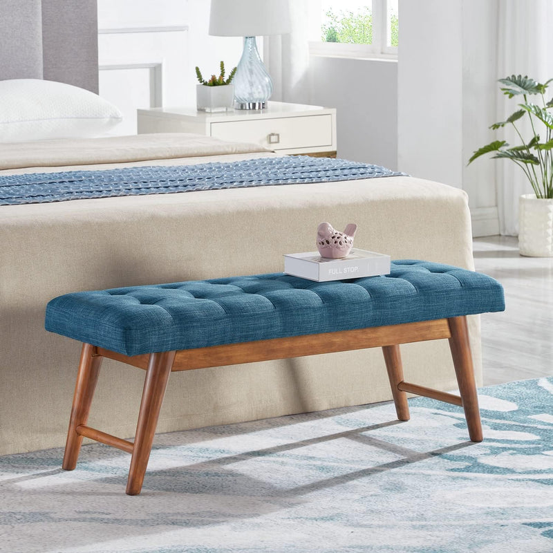 Modern Padded Upholstered Bench with Button Bedroom Entryway