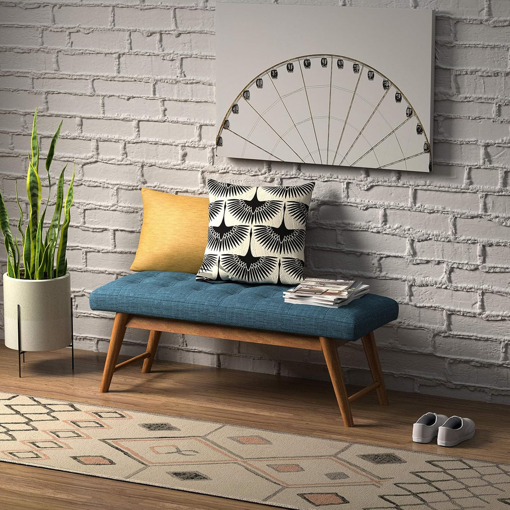 Modern Padded Upholstered Bench with Button Bedroom Entryway