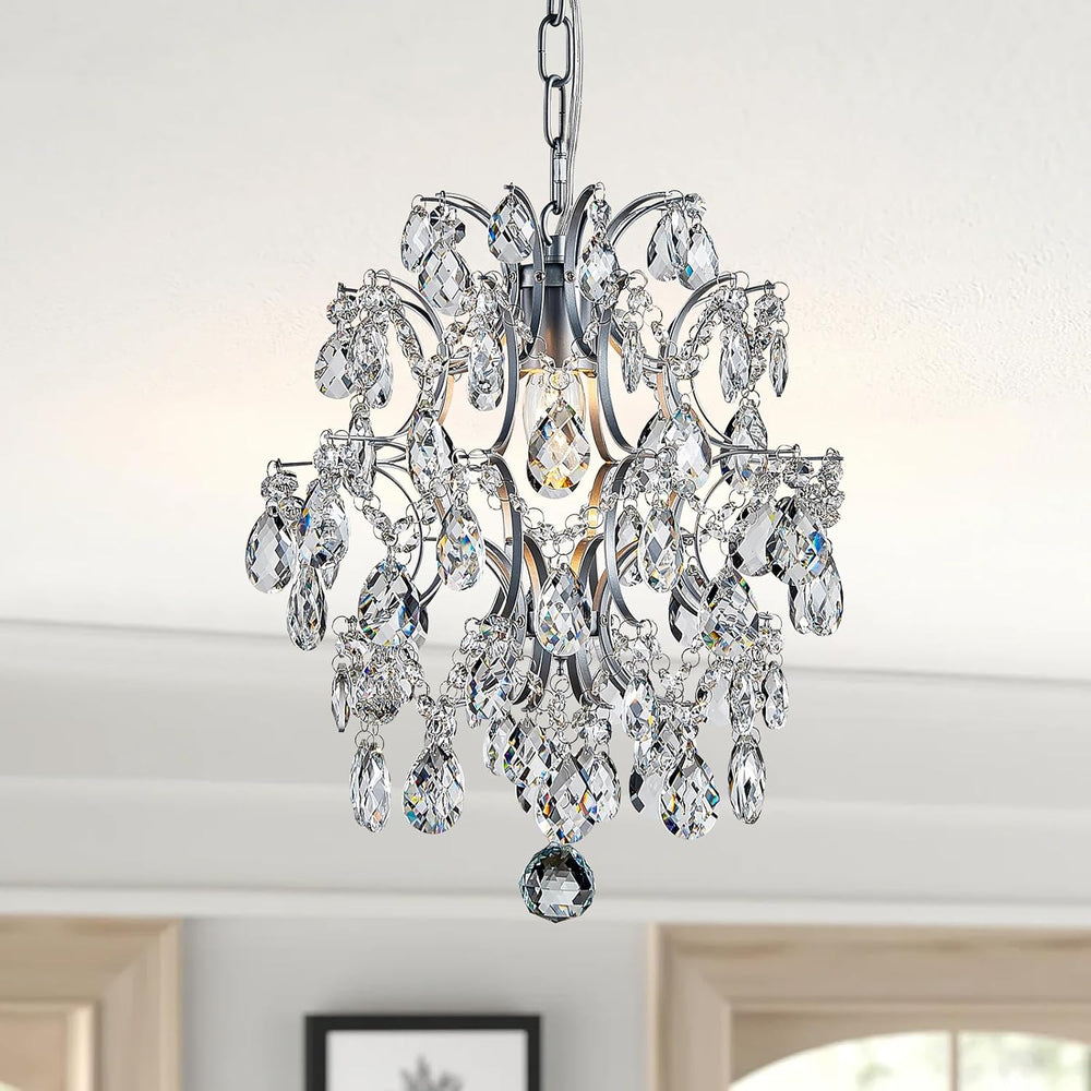 Modern Pendant Chandelier Crystal Raindrop Lighting Ceiling