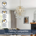 Modern Pendant Chandelier Crystal Raindrop Lighting Ceiling