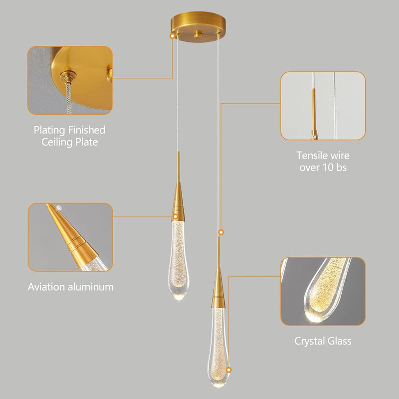 Modern Pendant Light 2-Light Kitchen Island Lighting Dimmable