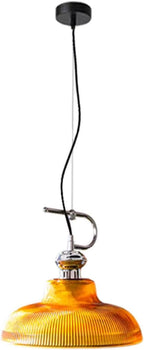 Modern Pendant Light with Ribbed Glass Shade