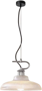 Modern Pendant Light with Ribbed Glass Shade