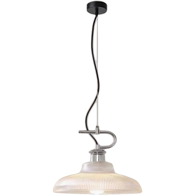 Modern Pendant Light with Ribbed Glass Shade