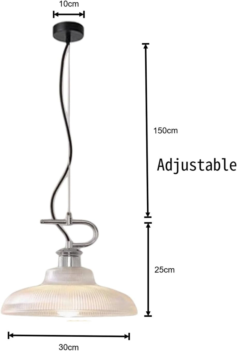 Modern Pendant Light with Ribbed Glass Shade