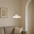Modern Pendant Light with Ribbed Glass Shade